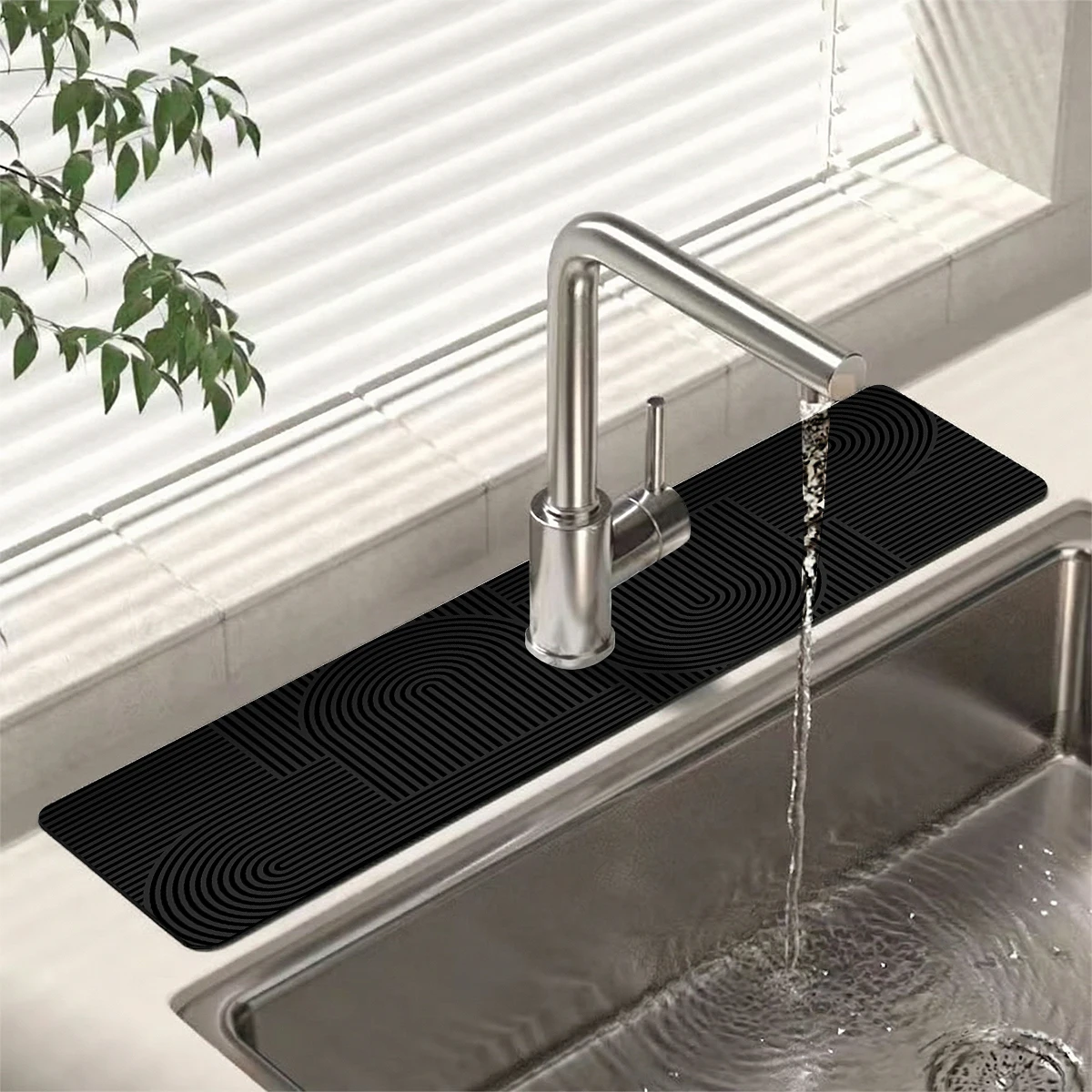 Striped perforated faucet mat diatomaceous earth printed absorbent table mat non-slip storage mat