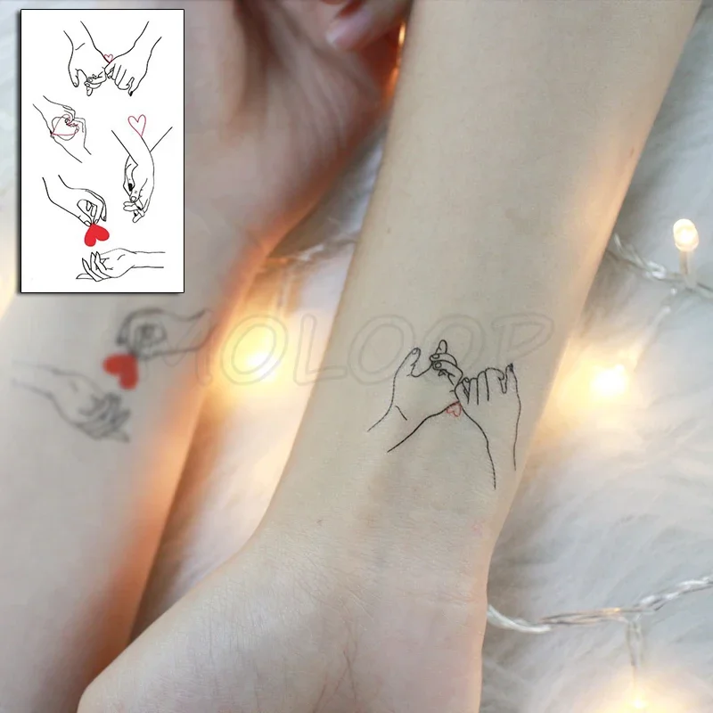 Pegatinas con las manos en el amor para mujeres y hombres, tatuaje de corazón de mano, arte corporal, maquillaje temporal impermeable, tatuaje falso