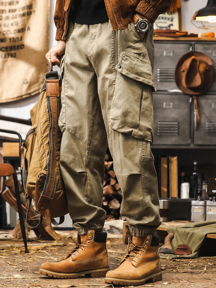 

American Retro Khaki Workwear Pants Men's Autumn Trendy Outdoor Commuting Loose Large ket Casual Pants Loose Fit Cotton