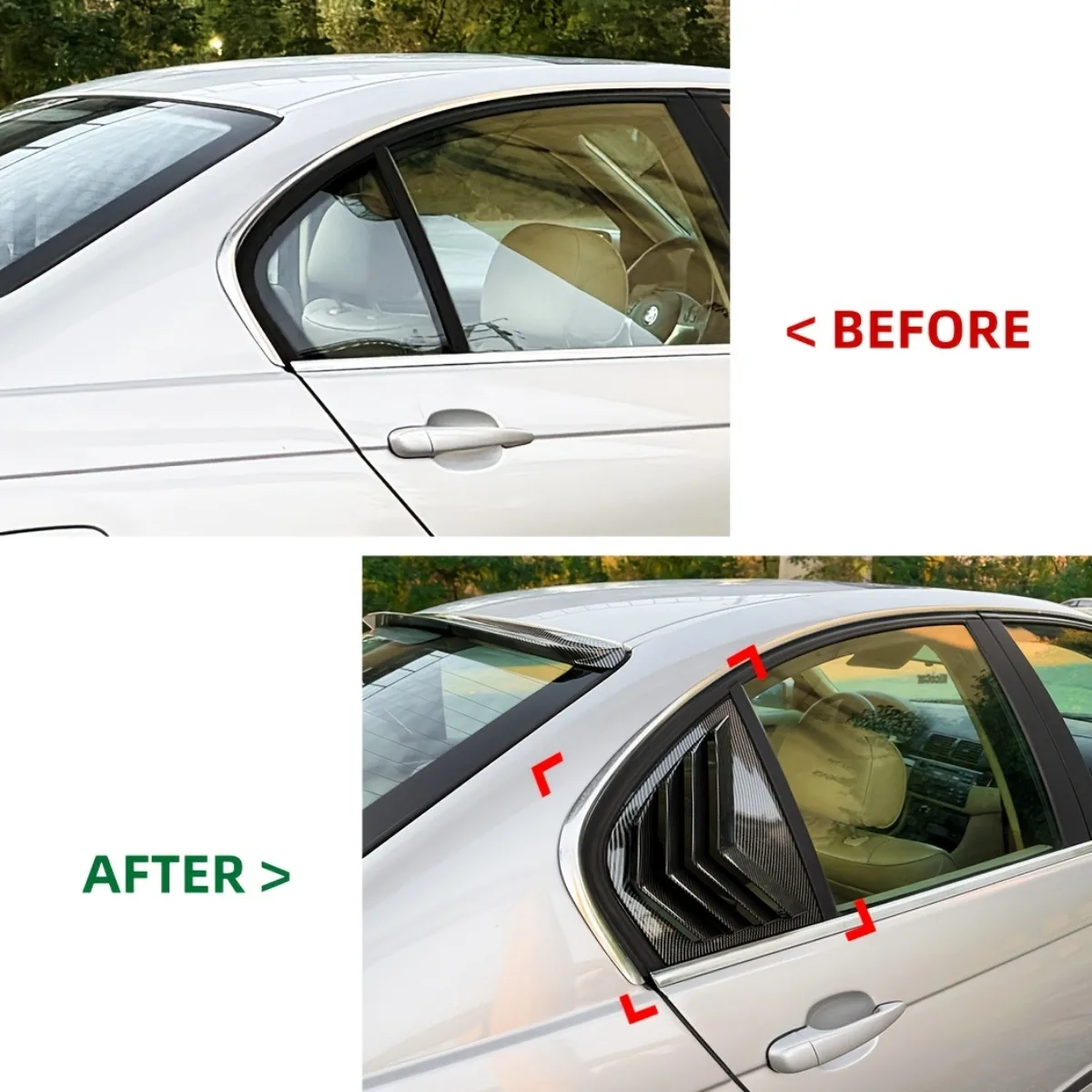 2PCS 4-Door For BMW 3 Series E46 M3 1998-2005 Rear Side Window Trim Spoiler Window Shutter Cover Louver Air Vents