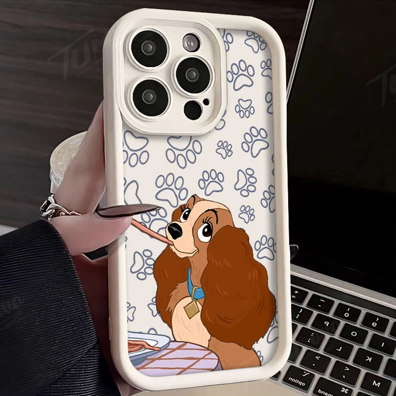 Disney Lady and the Tramp Phone Case for IPhone 16 15 14 13 12 11 Pro Max Mini XR XS X 7 8 Plus Soft TPU Back Cover