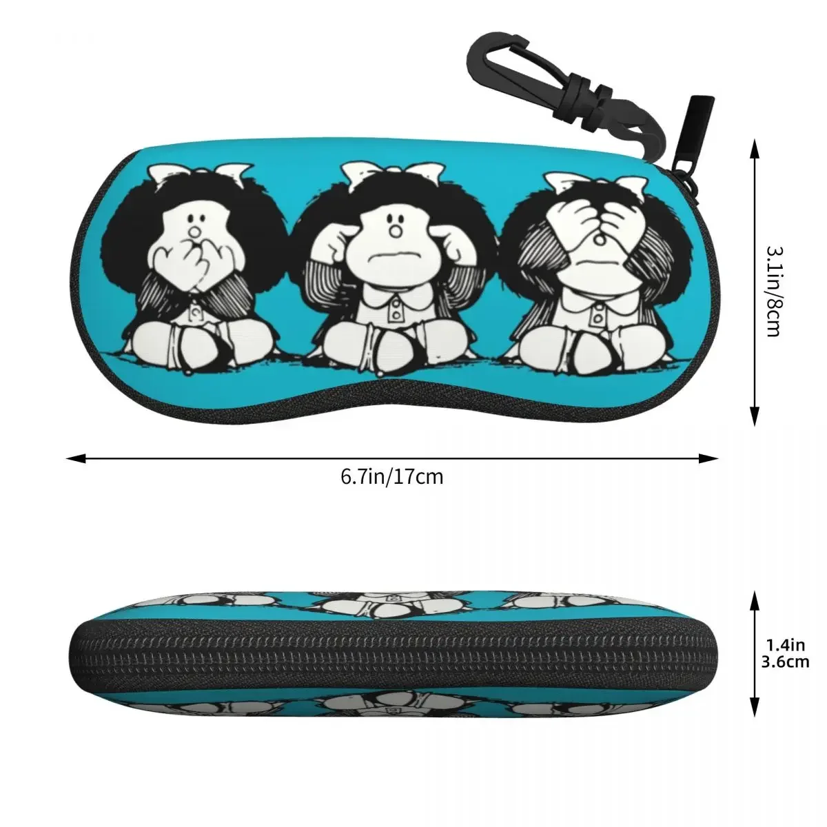 Custom Humor Mafalda Shell Eyeglasses Case Women Men Cute Cartoon Manga Quino Glasses Case Sunglasses Box Pouch