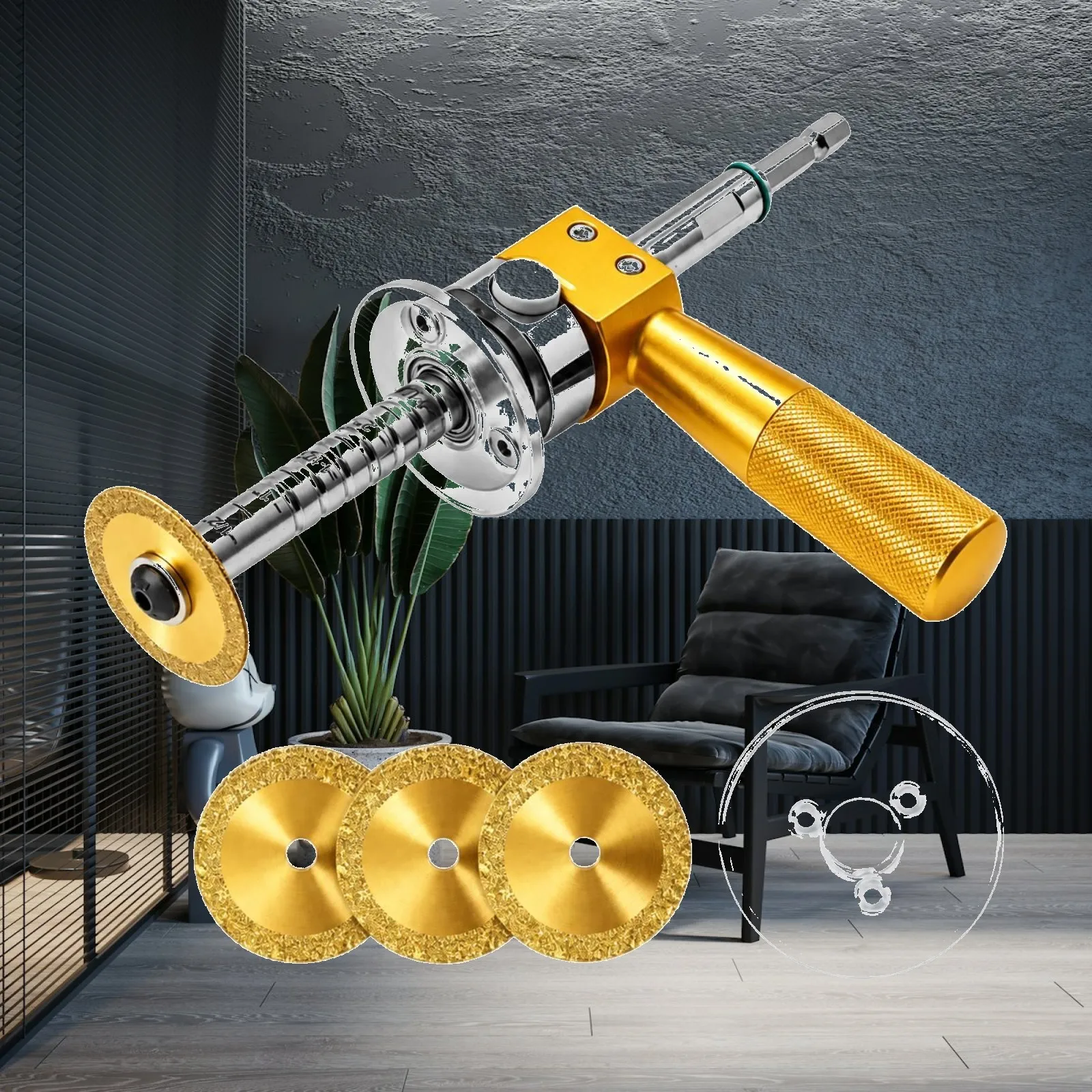PVC Pipe Inner Wall Trimmer Cutter with Aluminum Shaft Hand Grip Diamond Disc for Plumbing Repair Narrow Access