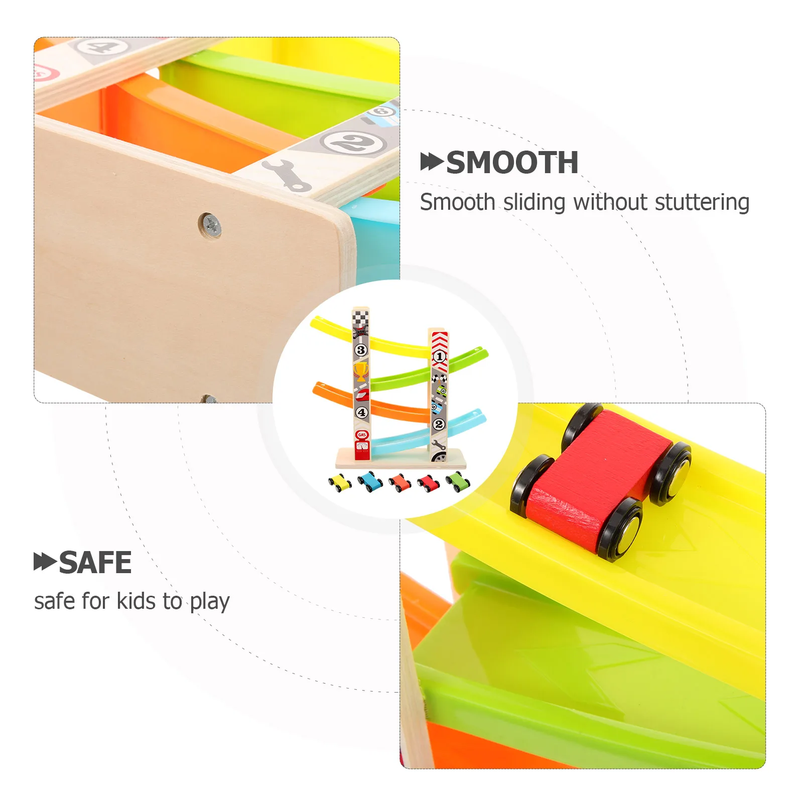 

Rail Glider Toy Four-layer Wooden Puzzle Early Educational Car Sliding Toys Children Plaything Racing