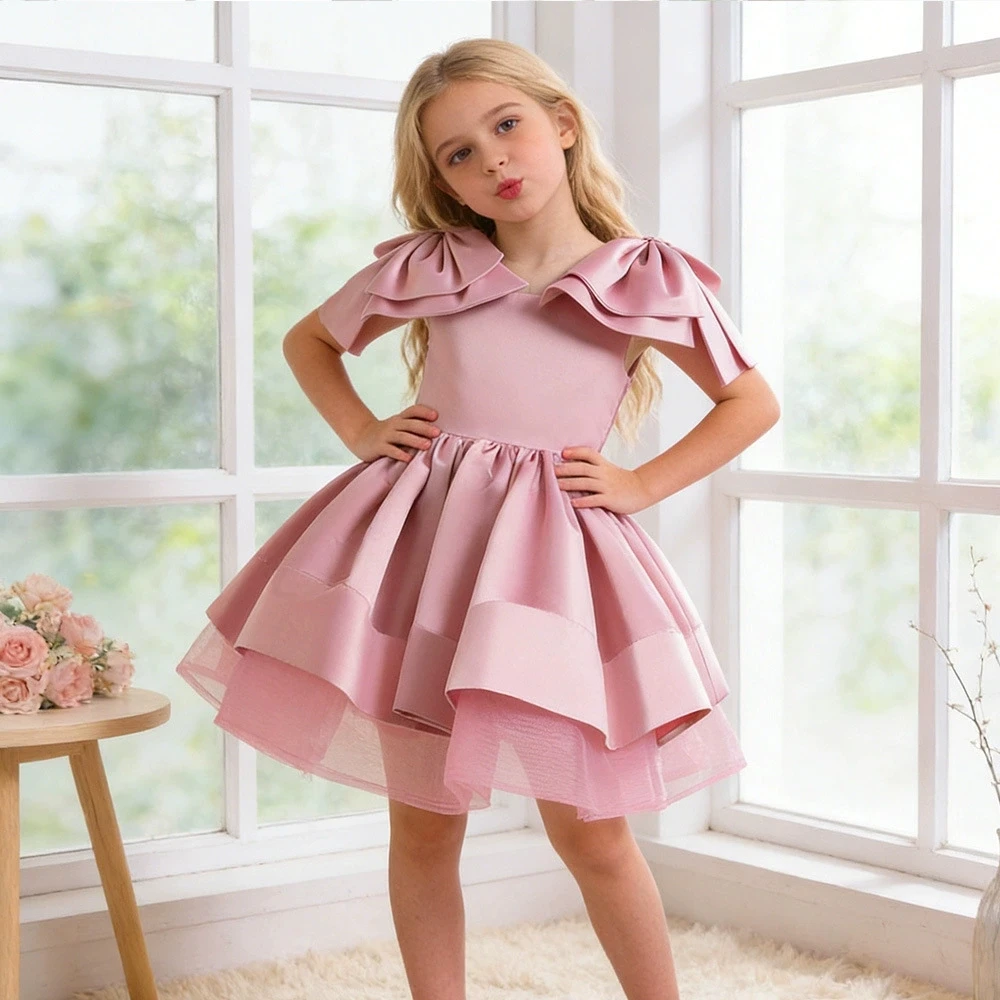 

Элегантное платье для девочек на крестины, свадьбу, день рождения, выпускной, вечернее платье с бантом для первого причастия