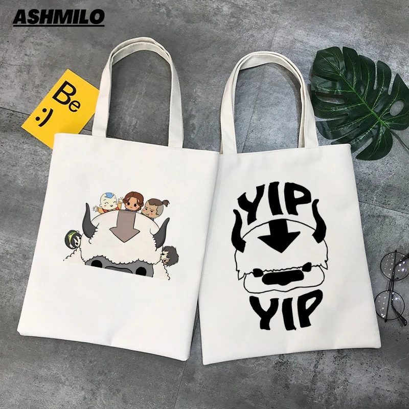 Tote Bag Avatar The Last Airbender Appa YIP YIP Cartoon Canvas Shoulder Eco Riutilizzabile Shopping Bag Vintage Ulzzang Bags