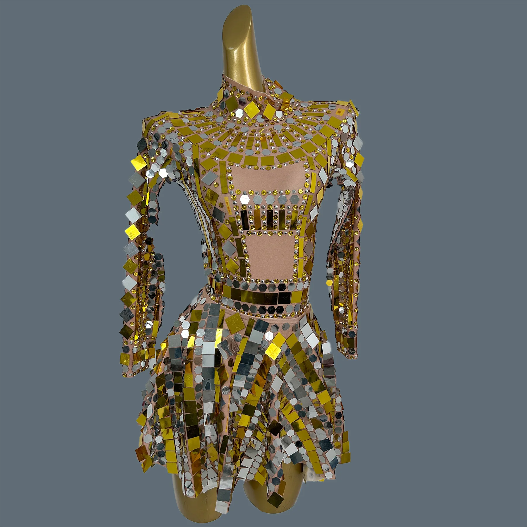 

Women Sexy Elastic Pleated Dress Birthday Show Dance Costume Sparkly Sequin Nightclub Event Party Singer Stage Outfit Fangjinqi