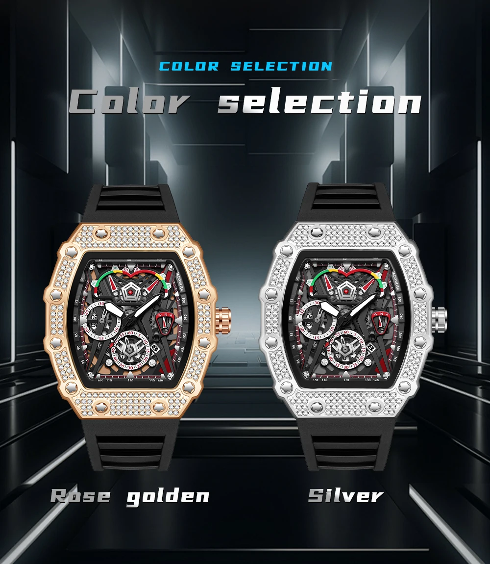 Бренд OFNS 7105, креативные полые мужские персонализированные часы, модные мужские кварцевые часы с ночным светом и календарем для отдыха