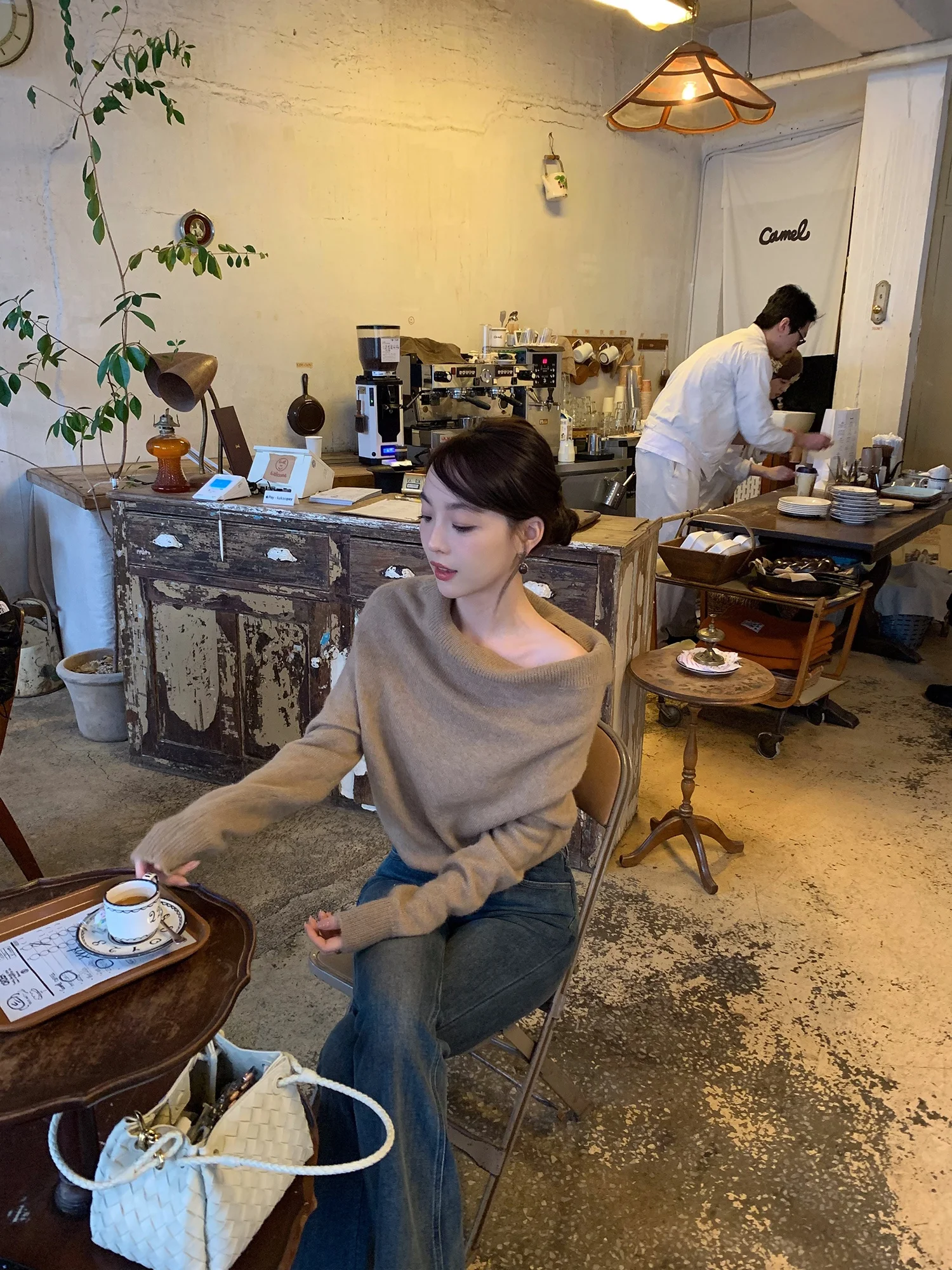 

Женский вязаный свитер Le Lalin Ele Sle с открытыми плечами, удлиненный, повседневный, в стиле «ленивый шик»