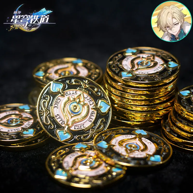 

Honkai: Star Rail Game Anime Aventurine chip metal model alloy commemorative coin prop ornament Accessories Halloween Gift