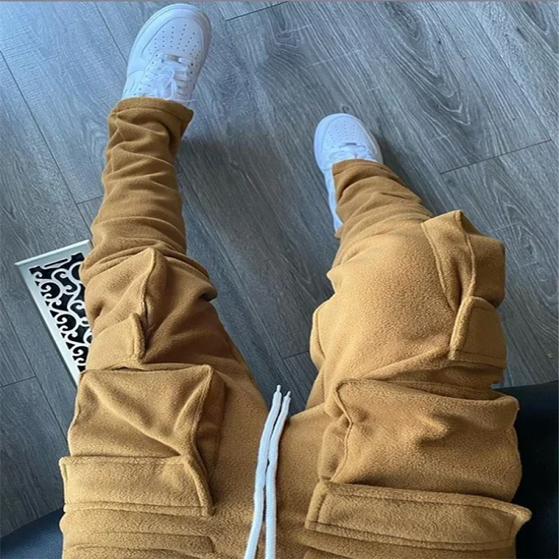 2024 Spring Winter Streetwear Men\'s Cargo Pants Pockets Sweat Pants Casual Trousers Mens Jogging Pants Sweatpants