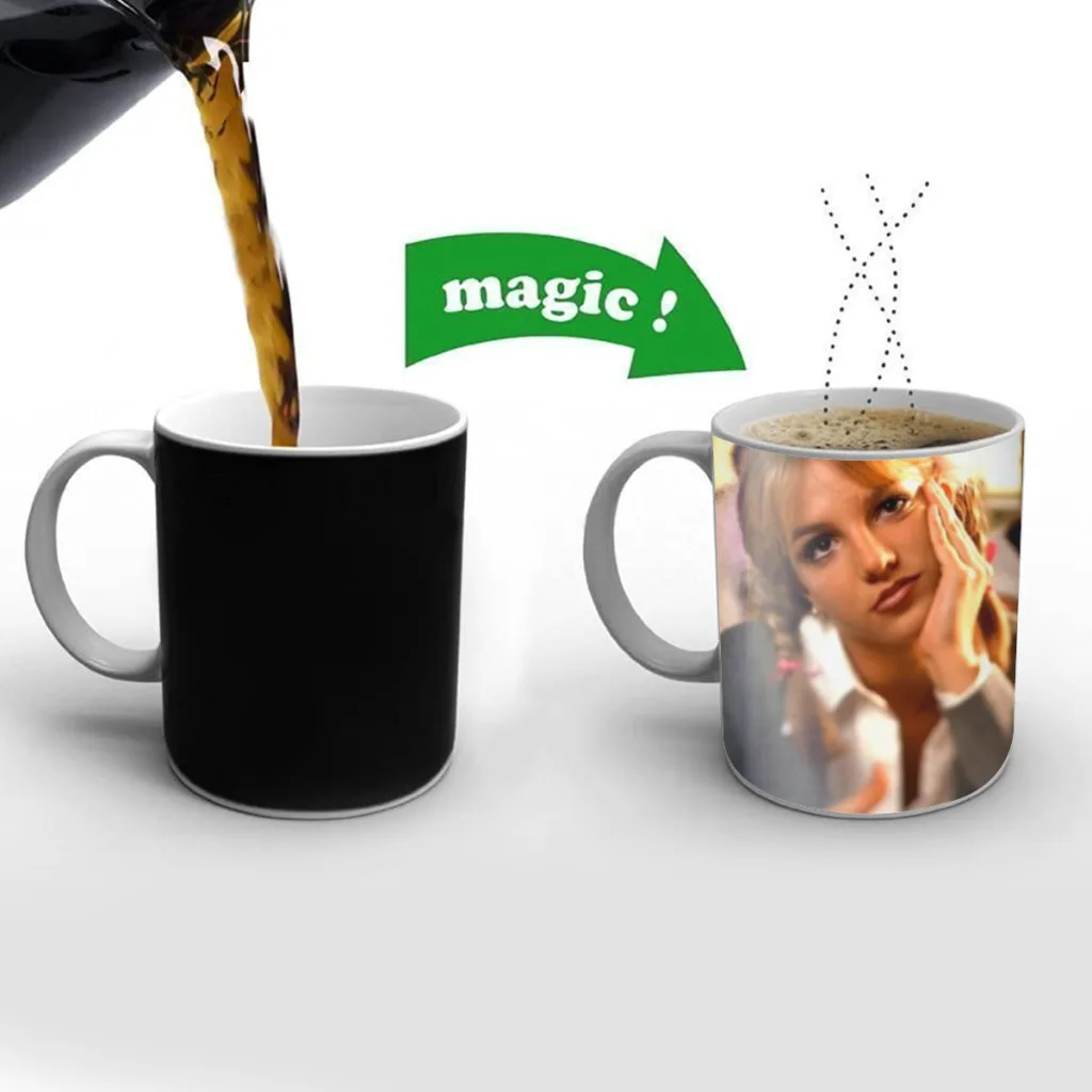 

90s Singer Britney Spears Beautiful Free shipping Mug Changing Color Ceramic Coffee Mugs Magic Tea Cup Best Gift