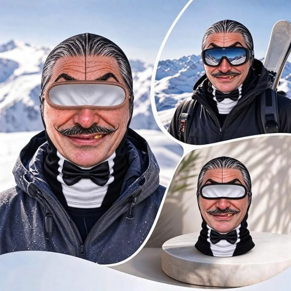 3D Face Printed Old Man Balaclava Face Mask Full Coverage Breathable Eye Hole Winter Mask Cover Elastic Missing Teeth Pattern