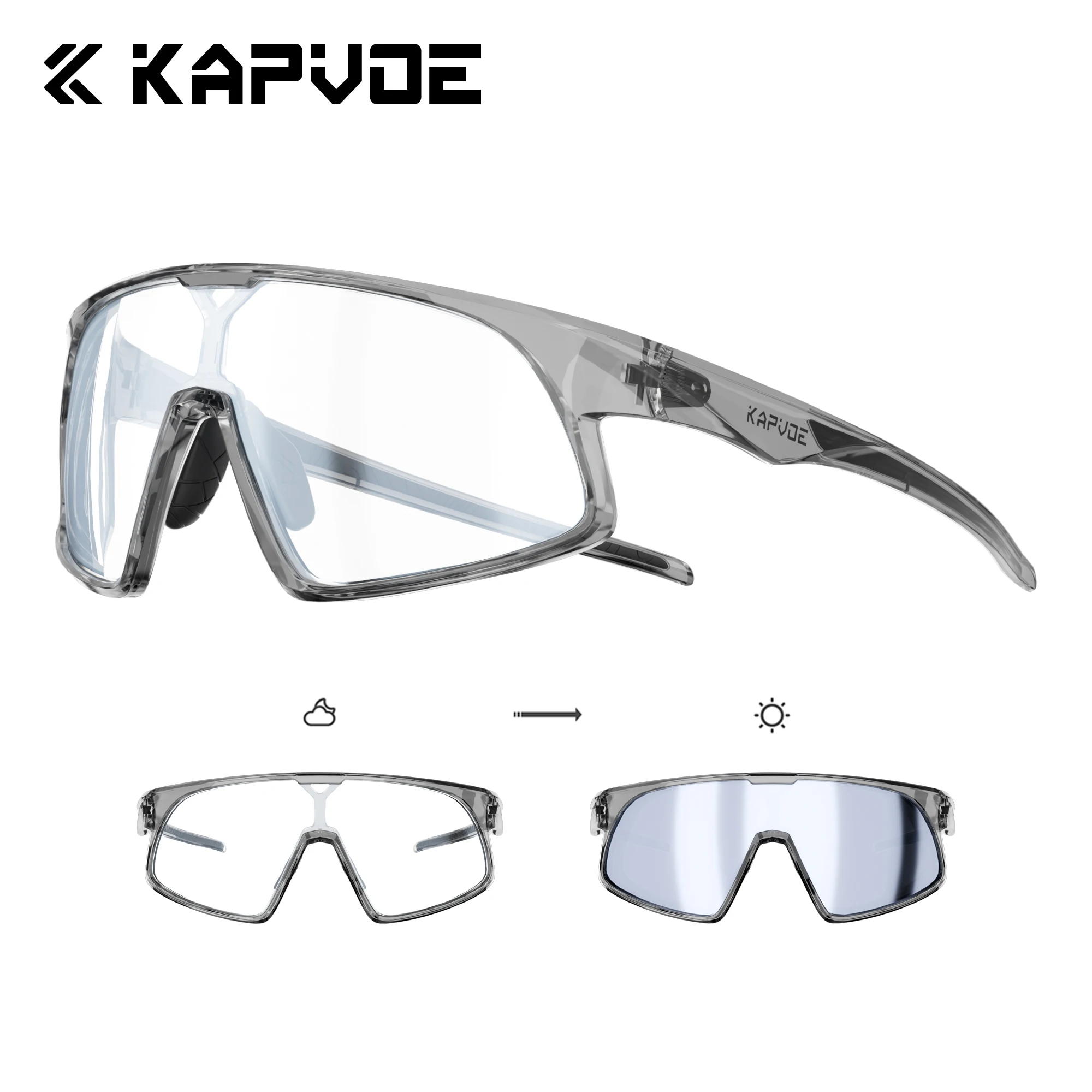 Kapvoe Prescription Sports Sunglasses Cycling Glasses One-piece Molding Sports Customize Eyewear Bike Goggles for Men Women
