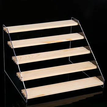 2-7 Layers Acrylic Storage Display Shelf Rack Figure Ladder Showcase Display Stand Wooden…