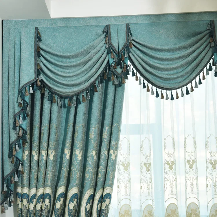

Nordic Rose Embroidered Curtains Luxury Living Room Bedroom Chenille Embroidered Blackout Window Screen Tulle