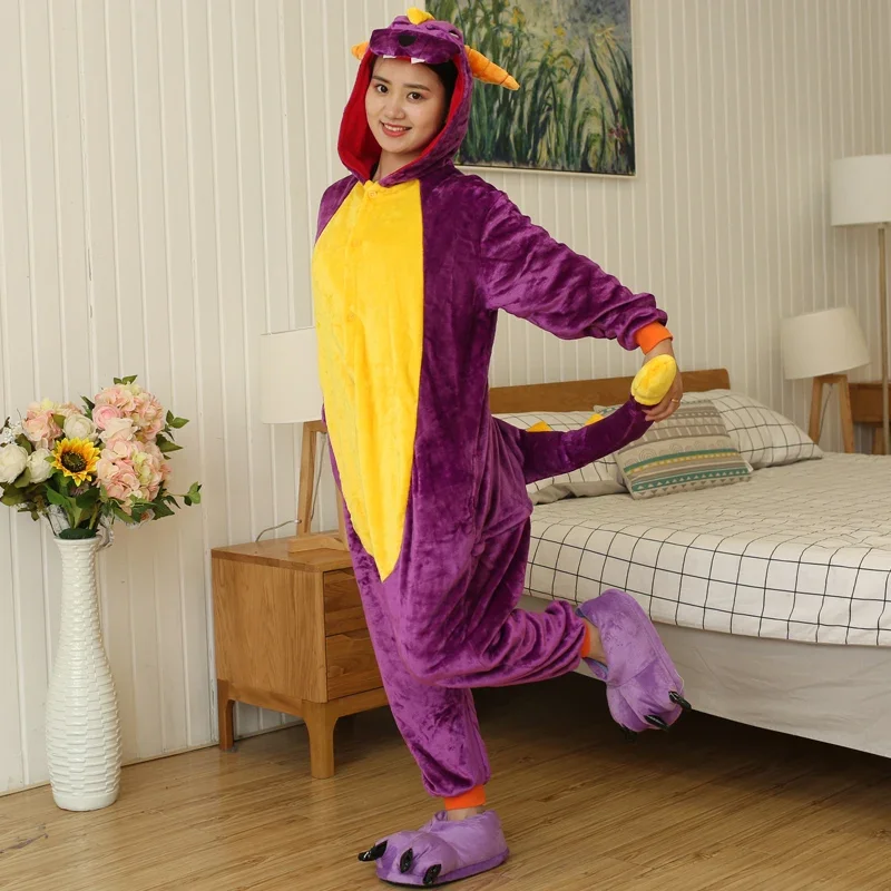QQ8 пижамы для взрослых с героями мультфильмов, женская одежда для сна, унисекс, универсальные пижамы, костюмы с животными, косплей, одежда со шпиролем и драконом, зима 5Lk¥