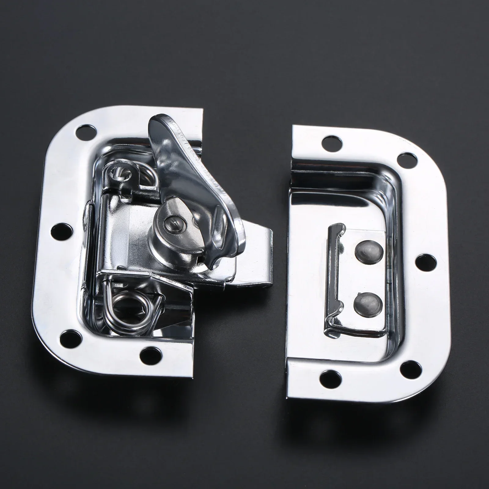 4pcs Metal Butterfly Twist Latch 82*77mm Built-in Invisible Lock Spring Loaded Recessed Buckle Flight Box Chest Toolbox Cabinet