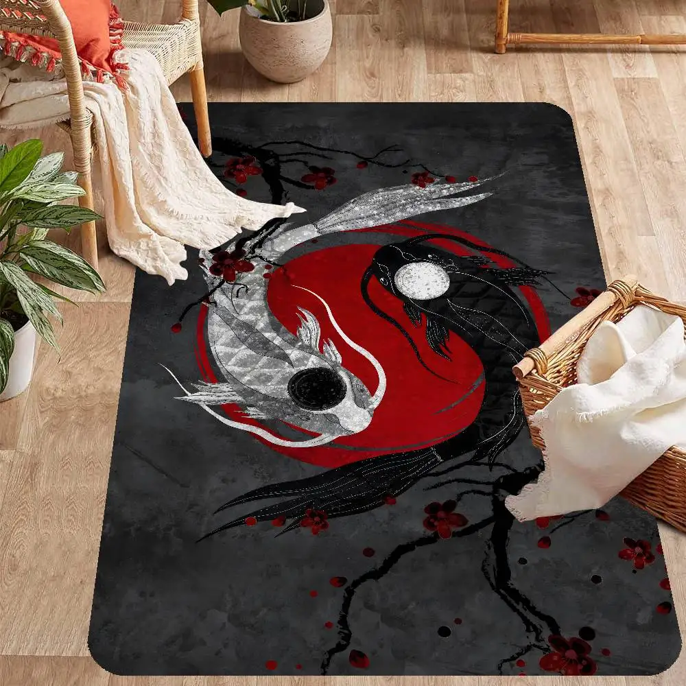 Chinese Tai Chi Bagua Yin Yang Bathroom Mat Anti-slip Absorb Water Long Strip Cushion Bedroon Mat Welcome Doormat