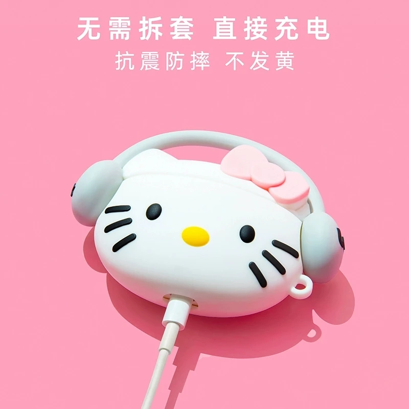 For Airpods 1 2 3 4 Pro Pro 2 Kitty listening to music Silicone Earphone Case Accessories Cover