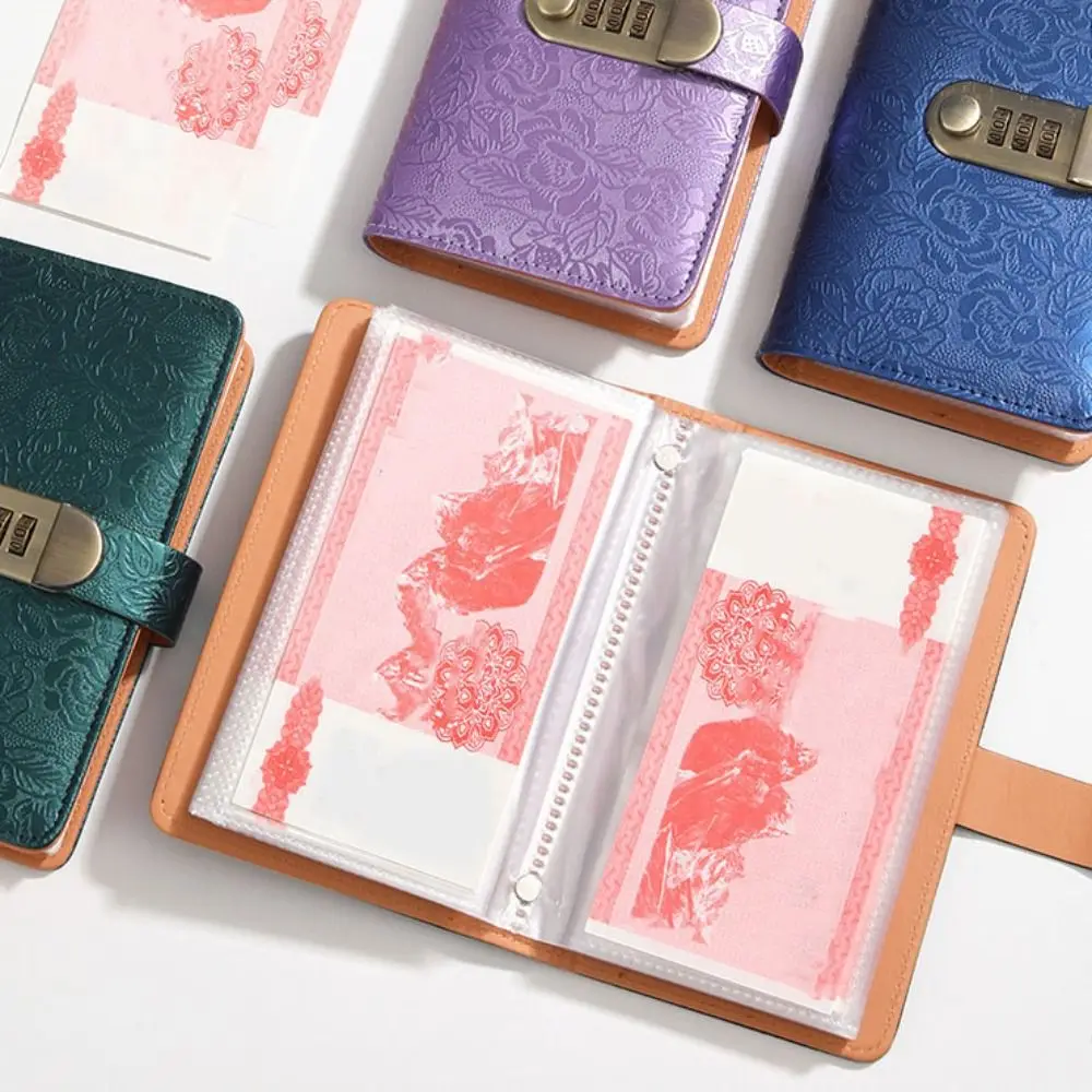 

50Sheets Saving Money Binder PU Leather Savings Handbook Planner Organizer Refillable Emboss Flower Account Book New Year's Gift