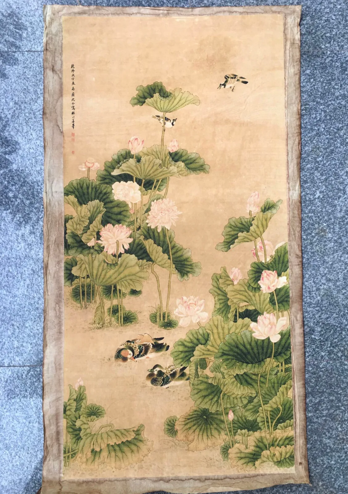 Rollo antiguo chino (Shen Quan - Lotus Mandarin Duck) Imagen de papel Xuan