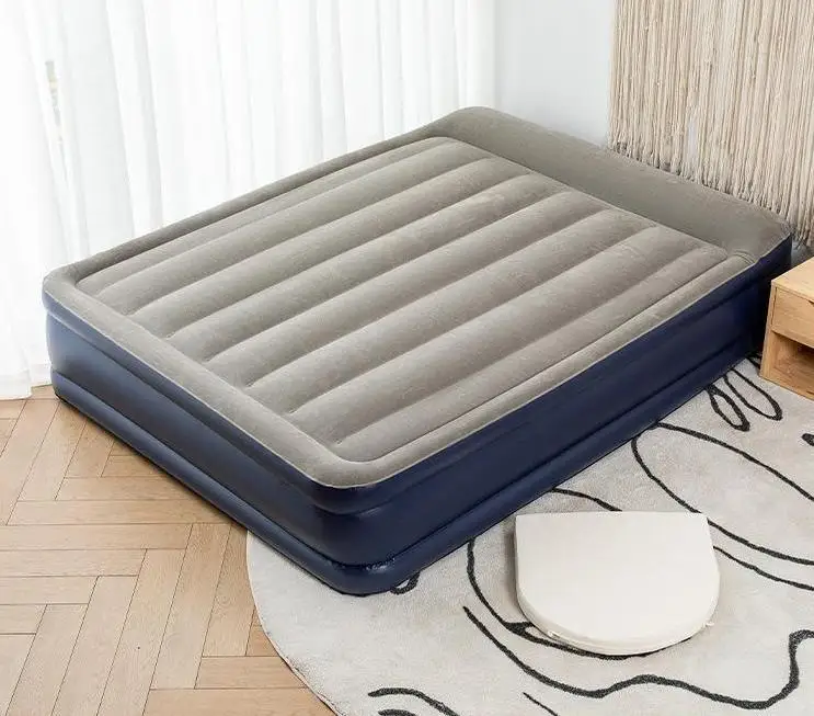

King Size Inflatable Air Bed Built-in Pump Home Bedroom Double Airbed
