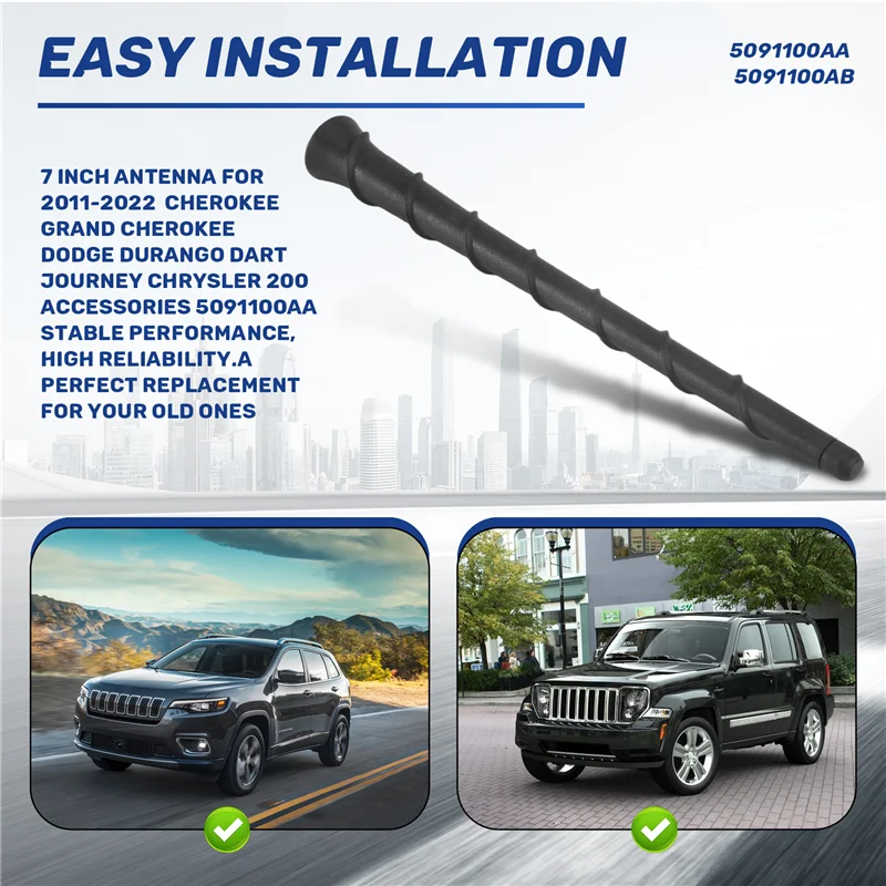 

7 Inch Antenna For 2011-2022 For JEEP Cherokee Grand Cherokee Durango Dart Journey For CHRYSLER 200 Accessories Parts 5091100AA-