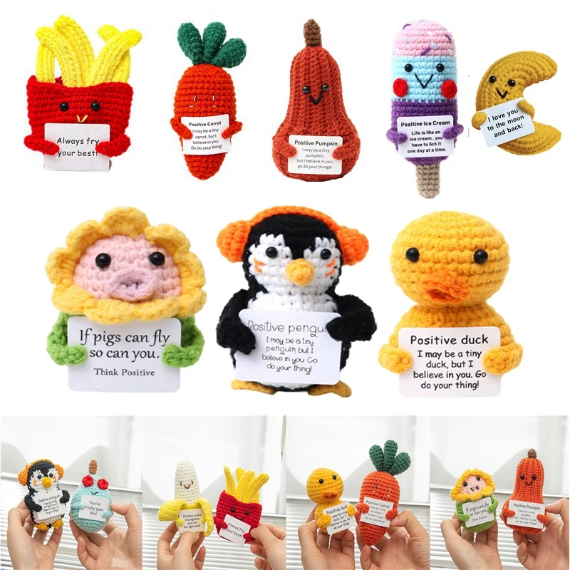 الطاقة الإيجابية دمية الفاكهة مضحك اليدوية الكروشيه الحلي مكتب سطح المكتب تمثال تمثال الديكور المهرجانات الإبداعية هدية #1