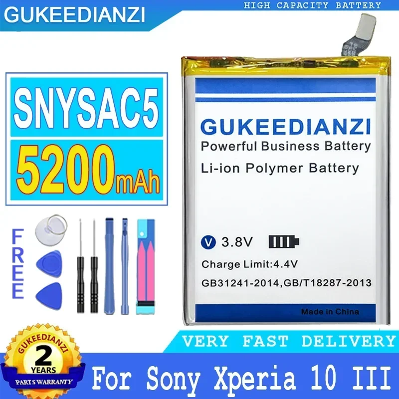 High Capacity Replacement Mobile Phone Battery SNYSAC5 5200mAh For Sony Xperia 10 III 10III X10III SO-52B SOG04 XQ-BT52 A102SO