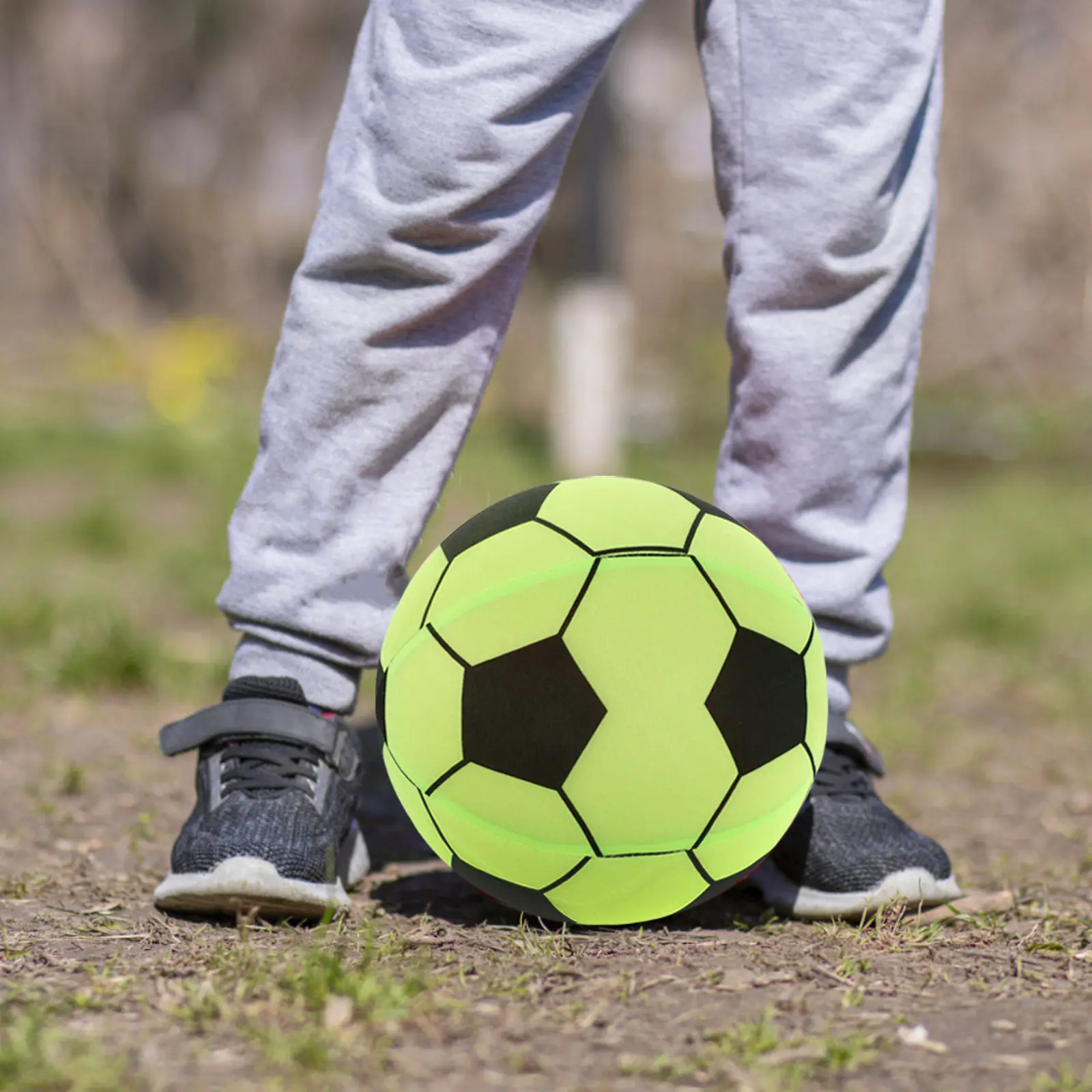 1 unidad de balón de fútbol de interior, tamaño 5, de esponja suave, silencioso, para entrenamiento de drible, práctica en el parque infantil vibrante