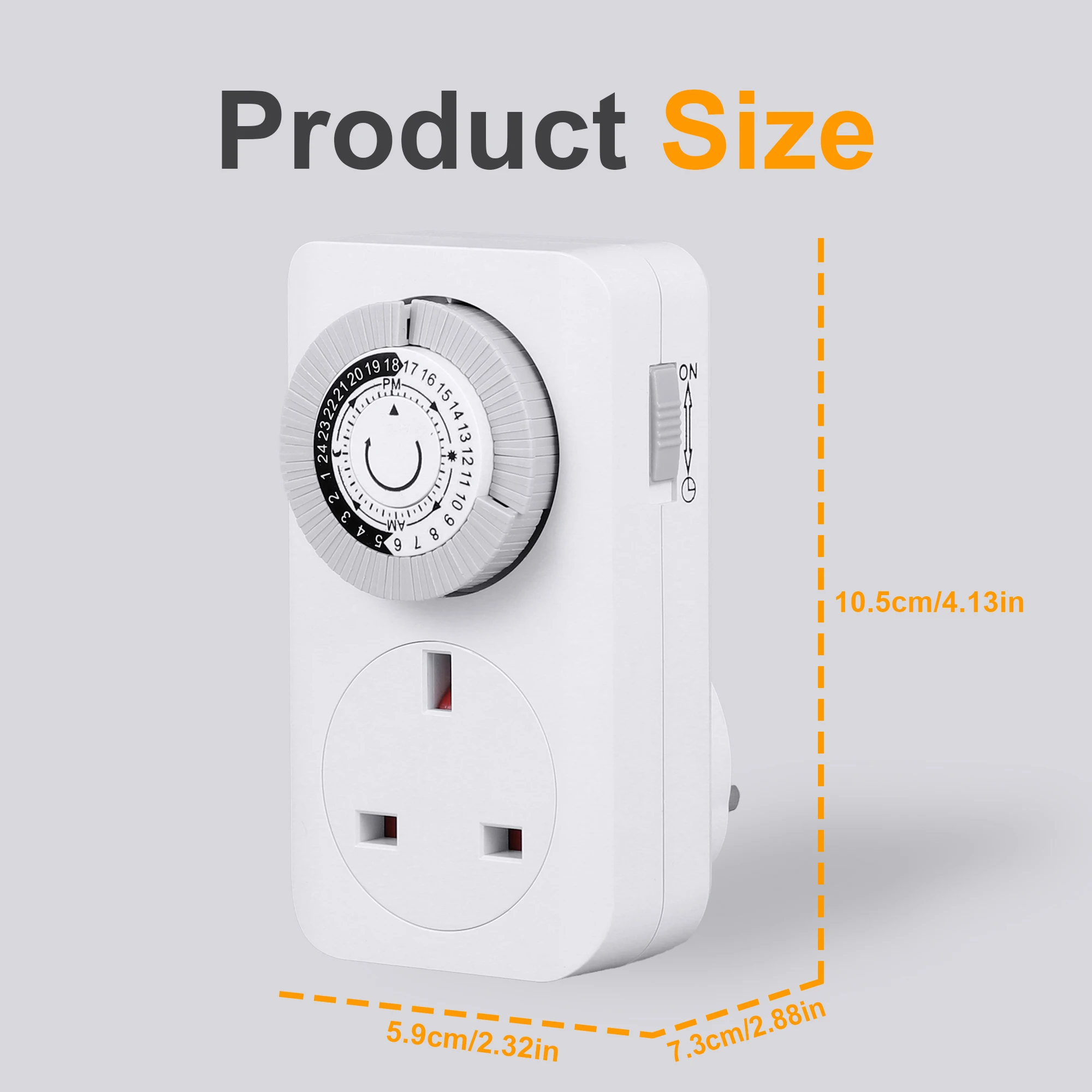 مفتاح توقيت 3 سنون في المملكة المتحدة - مقبس ساعة توقيت التيار الكهربائي لمدة 24 ساعة، تشغيل/إيقاف تلقائي للأضواء والأجهزة الصغيرة، برنامج سهل #5