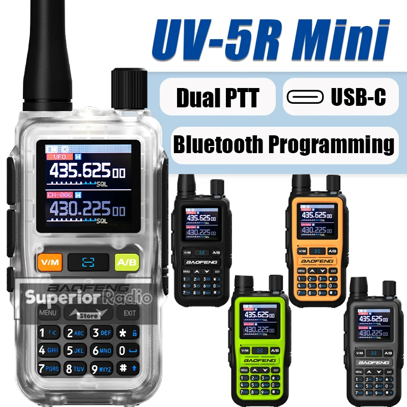 1/2/4PCS Baofeng UV-5R Mini Walkie Talkie Multi Color Type-C Versatile AM FM Fast Copy High Capacity Alarm Function DTMF Radios