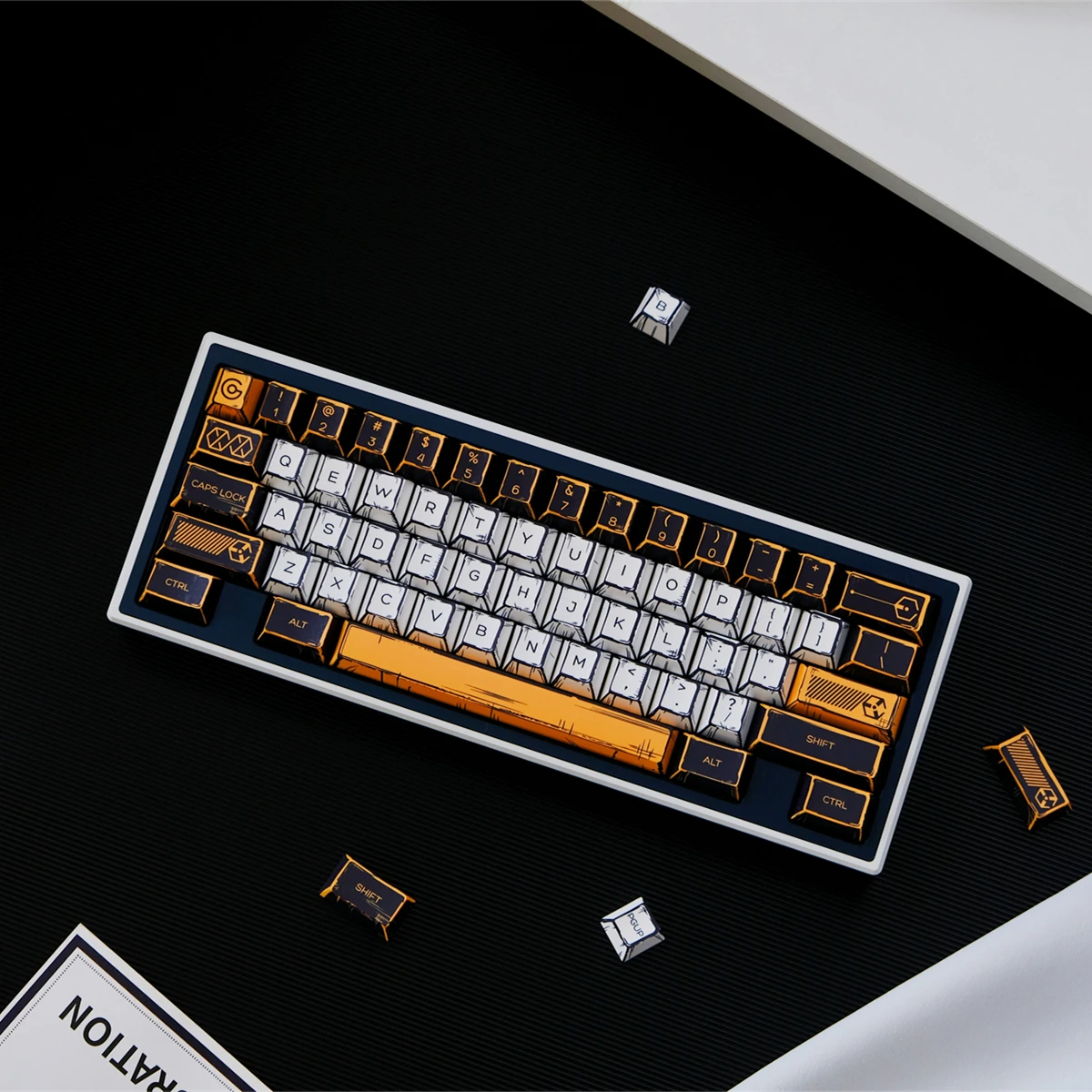 

147 Keys Comic Virtual War White Keycaps Cherry Profile Dye Sub PBT Keycap For MX Mechanical Keyboard Split Space Double B ISO