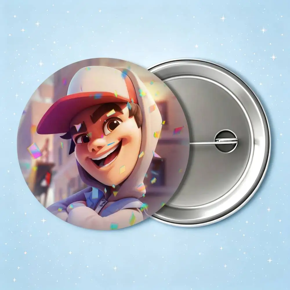 Runner Game S-Subway Surfers 25 32 44 58 75mm Badges Personalized Round Brooches Pins Accessory Gift