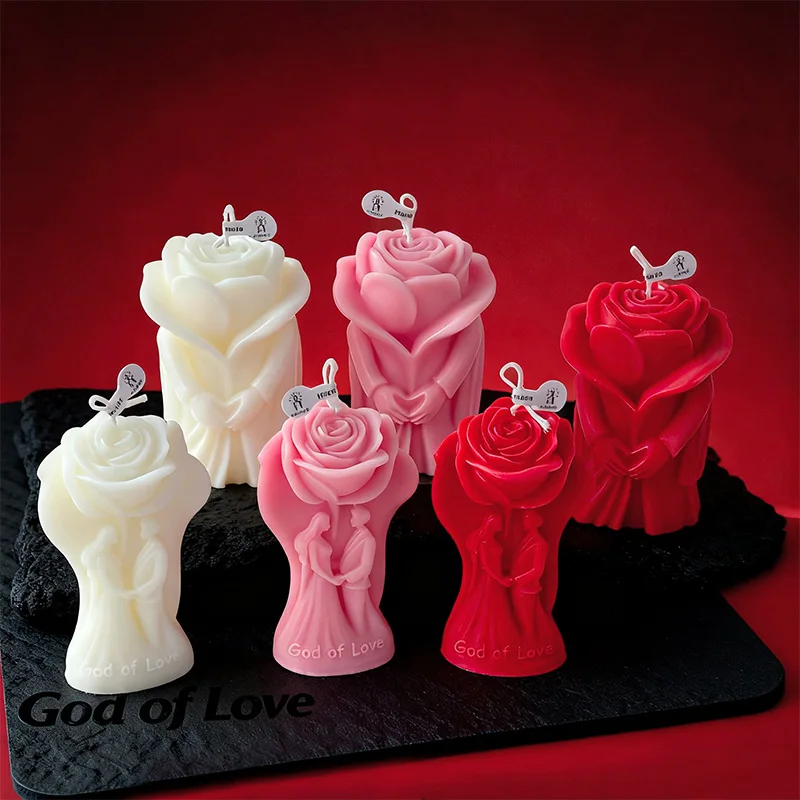 Rose Flower Luxury Centered Candle Decoration Romantic DIY Valentine's Day Wedding Anniversary Room Decorative Props Kerzen Gift