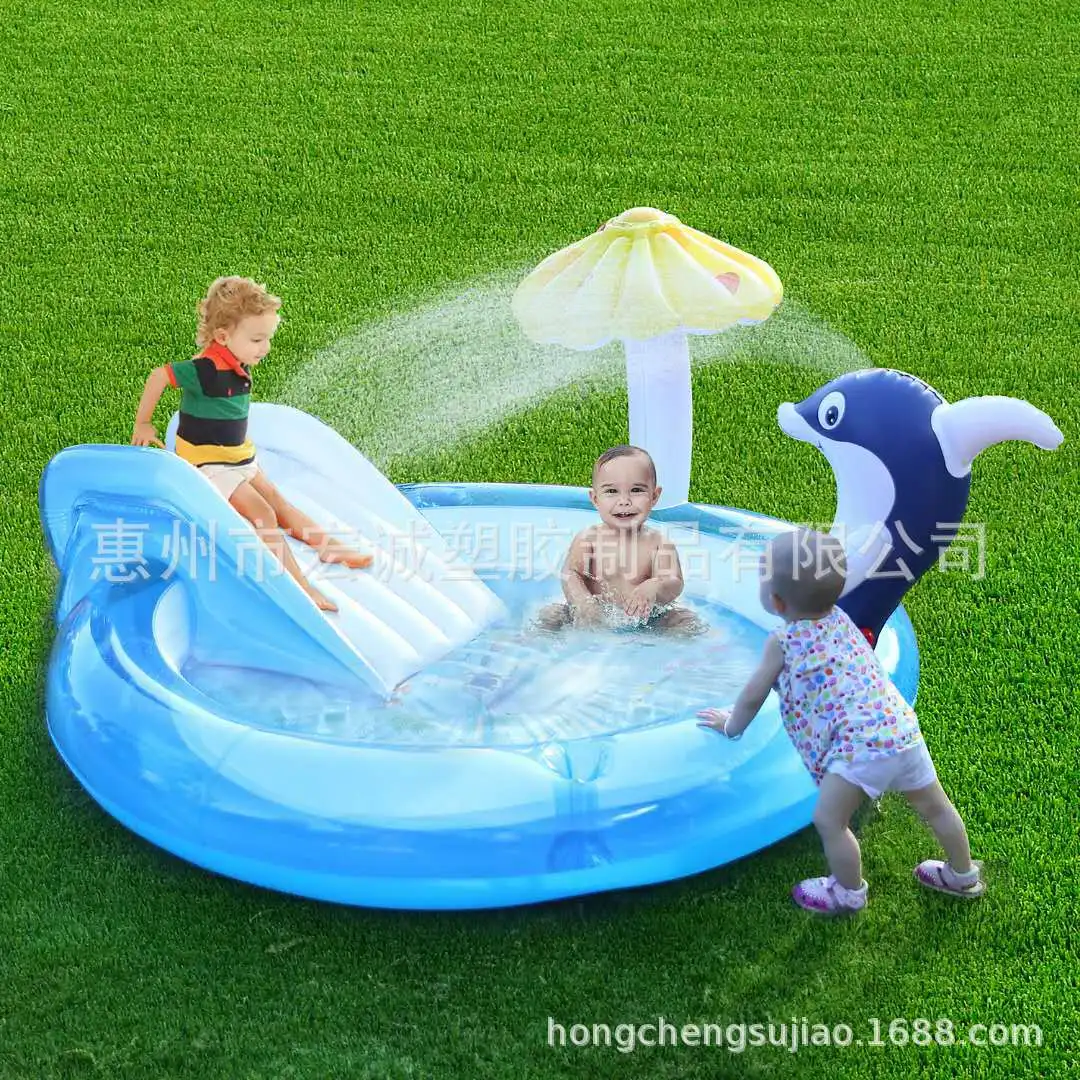 New children's game fountain water slide fountain inflatable swimming pool