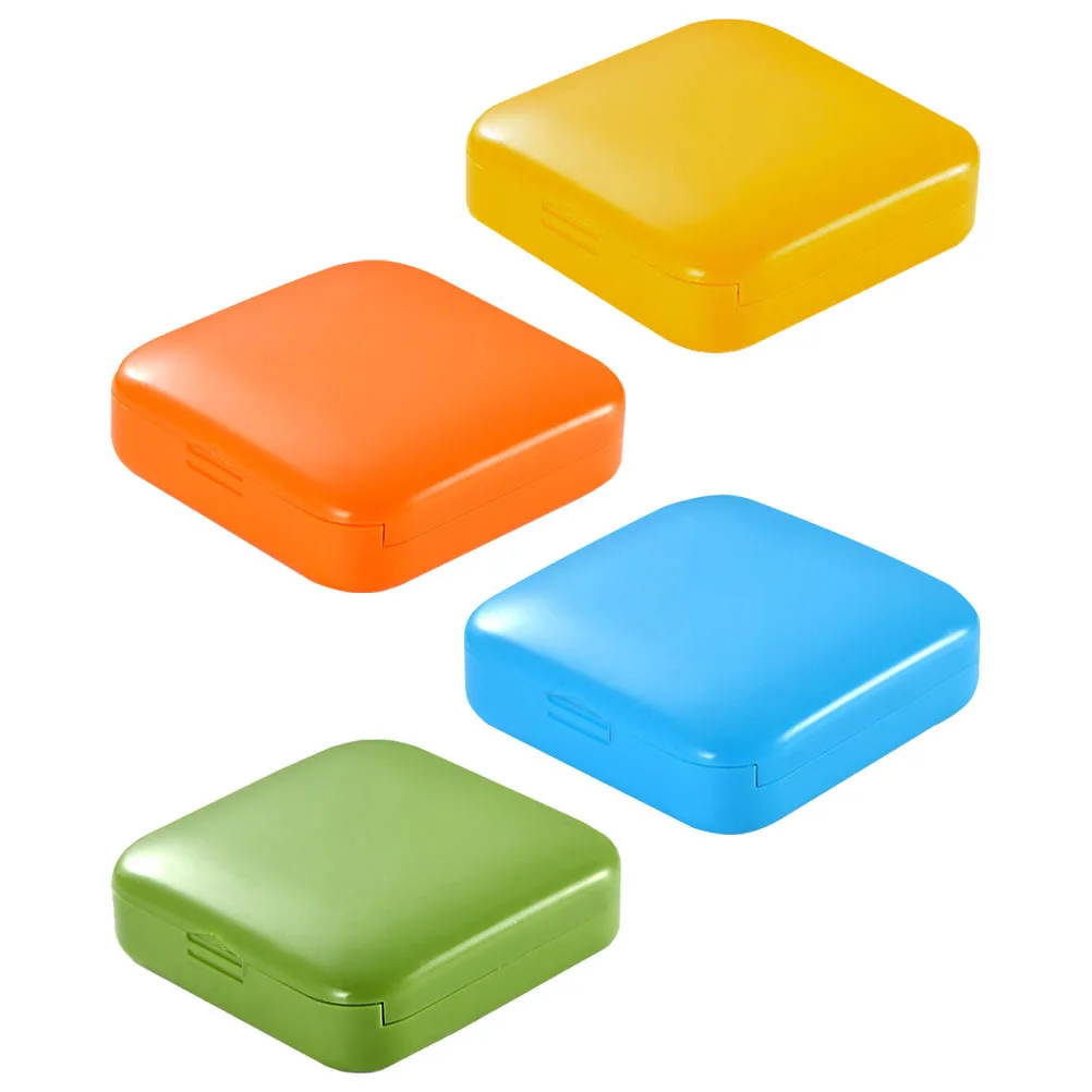 

4Pcs Travel Medicine Holder Portable ABS 2 Grid Pill Organizer Storage Container Multi-Functional Medicine Jewelry Case