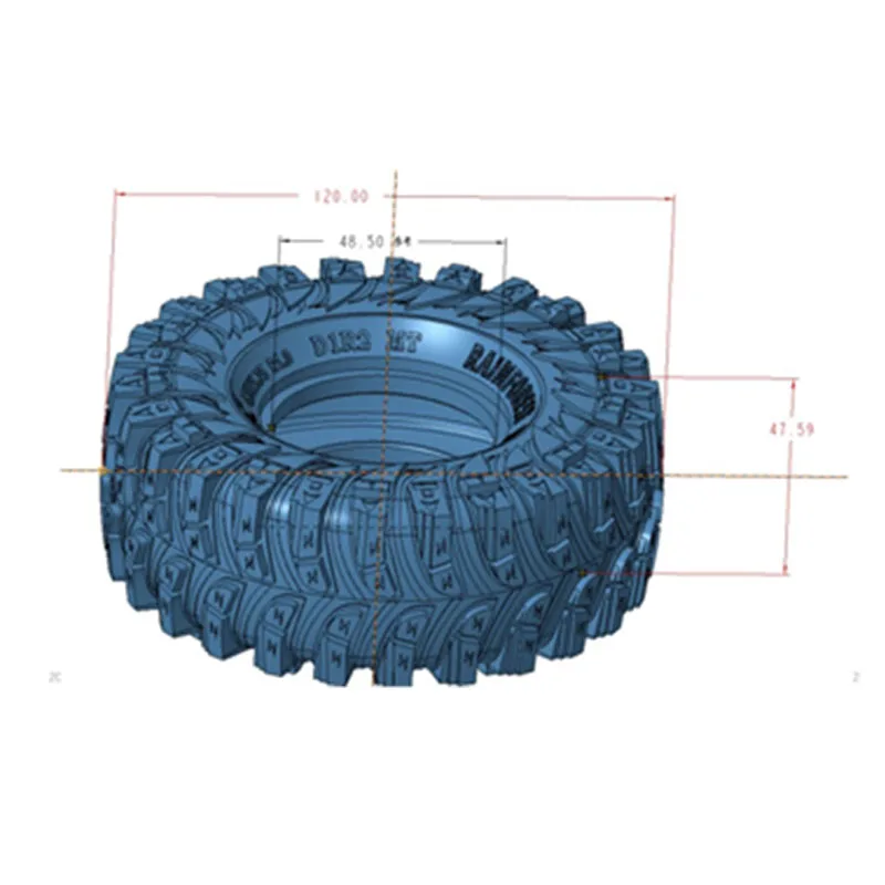 D1RC 1.9-inch Climbing Tire 120mm Rainforest Tank Tire No. 2 for 1/10 RC Crawler Car Traxxas TRX4 AXIAL SCX10 RC4WD DIY Parts
