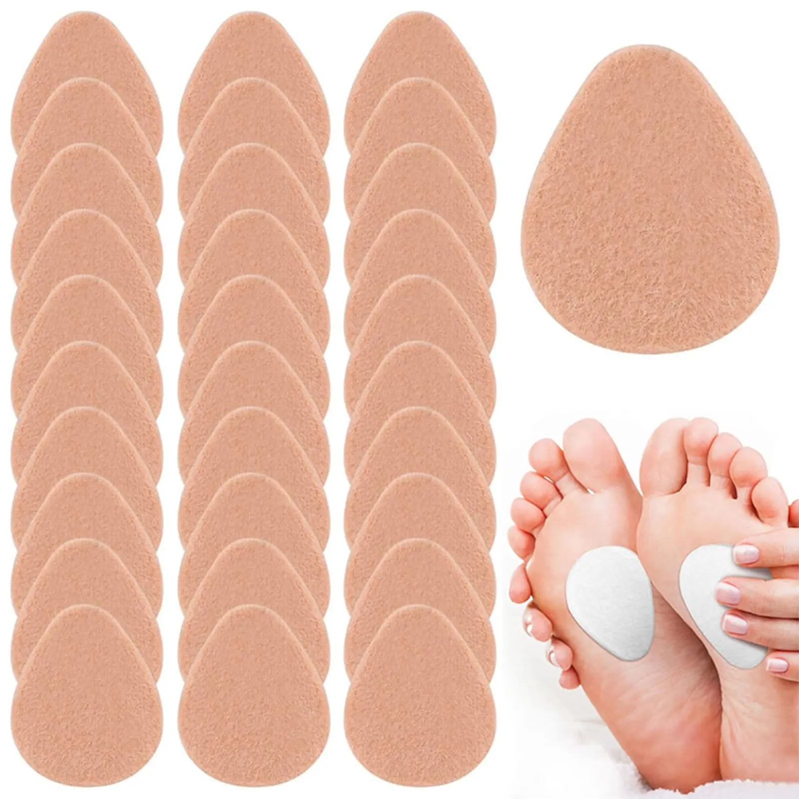 

6-72PCS Metatarsal Pads: Soft & Non-Slip Wool Felt Arch Pads,Premium Strips For Shoes,Soft Ball Of Foot Cushions Brown White
