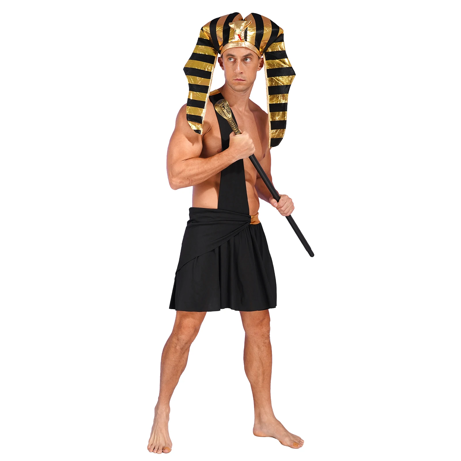 Herren Halloween ägyptischen Pharao Cosplay Kostüm alten Ägypten König Rollenspiel verkleiden Karneval Thema Party Phantasie Outfit Clubwear