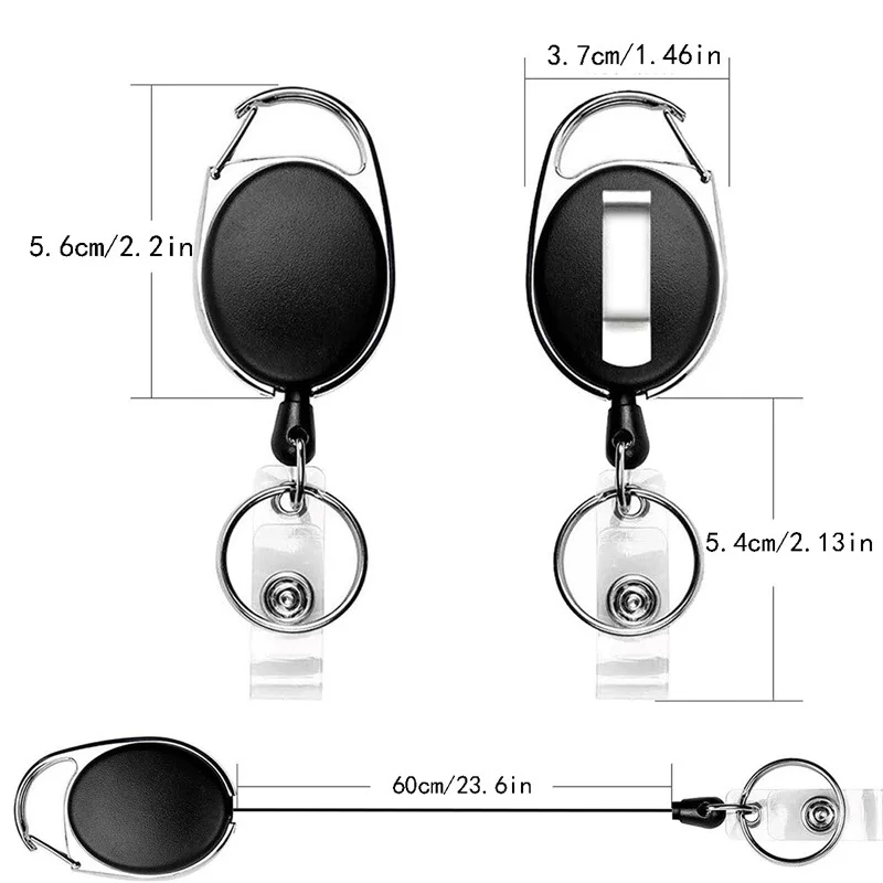 Imagem -02 - Pacotes de Porta-crachás Retrátil Carretel de Crachá com Mosquetão Clipe de Cinto e Chaveiro para Porta-nome de Cartão de Identificação e Chaveiro 100