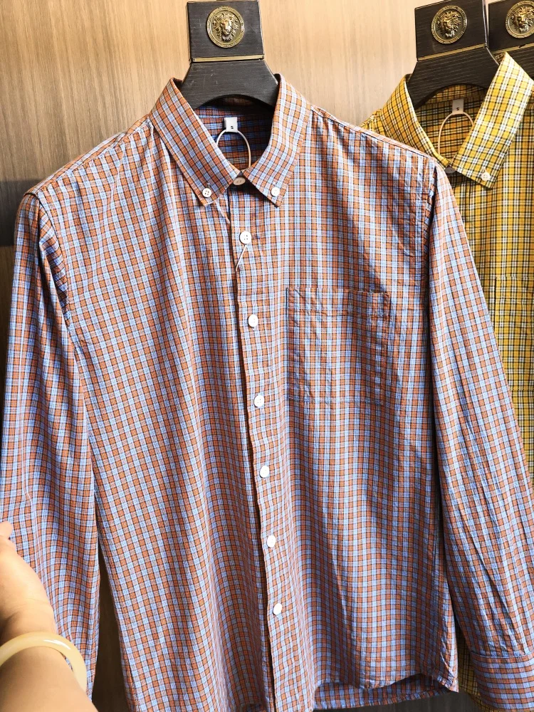 Retro Plaid Long Sleeve Men's Shirt Soft Breathable Business Style Versatile Autumn Fashion Urban Cotton Button up Casual Shirt