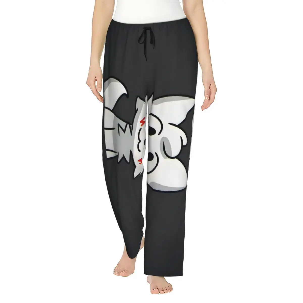 Custom Boykisser Silly Cat Pajama Pants Women Cute Cartoon Sleepwear Lounge Sleep Bottoms Stretch with Pockets view 3