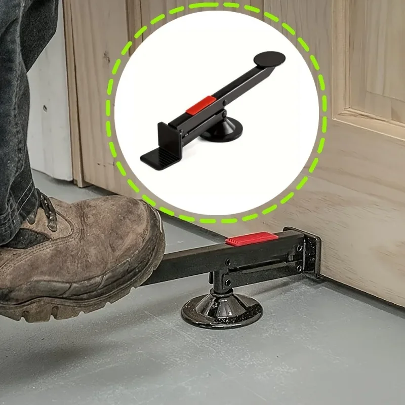 Heavy-Duty Metal Door Lifter 360° Rotation Lever-Activated Door Panel Elevator Installation Aid for Simplified Door Installation