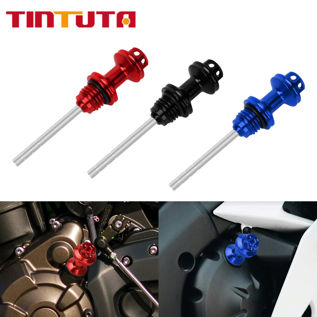 Motorcycle Engine Oil Dipstick Filler Cap Plug Crankcase Oil Level Gauge for GY6 Scooter Honda Yamaha Kawasaki Suzuki Accessorie