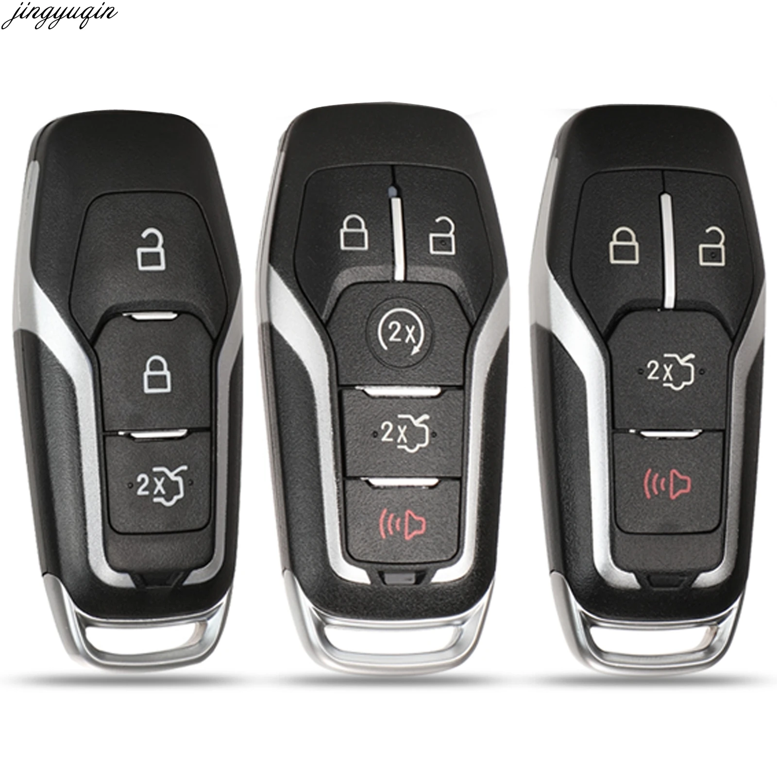 Jingyuqin 3/4/5 Buttons Remote Smart Car Key Case Shell For Ford Mustang Edge Explorer Fusion Kuka Mondeo Entry Fob Uncut Blade