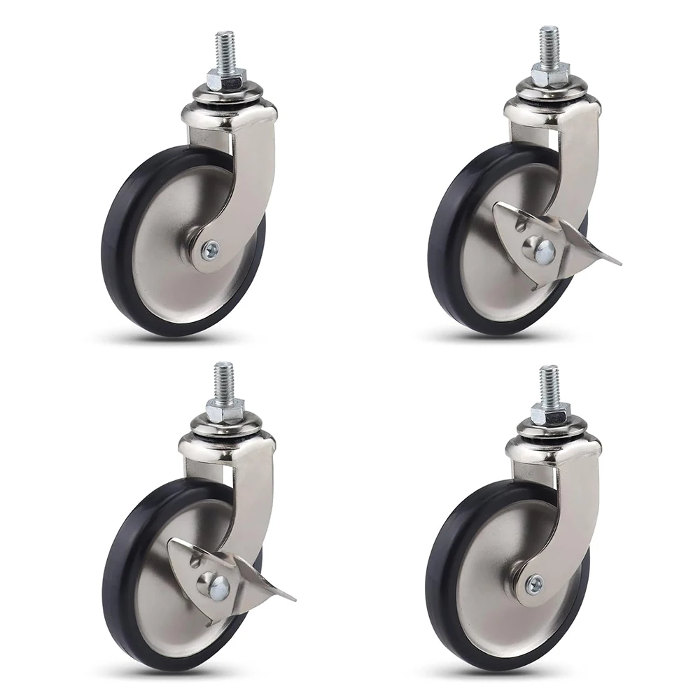 

3" stem Caster Wheels , for Hotel Restaurant Trolley casters Set of 4 Threaded stem 8 * 15mm,Lightweight Total Capacity 160lbs