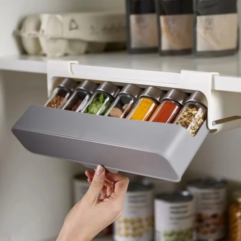 Küche Gewürz Flasche Lagerung Rack Gewürz Rack Selbst-klebe Wand-montiert Unter-Regal Gewürz Organizer Küche Lagerung rack