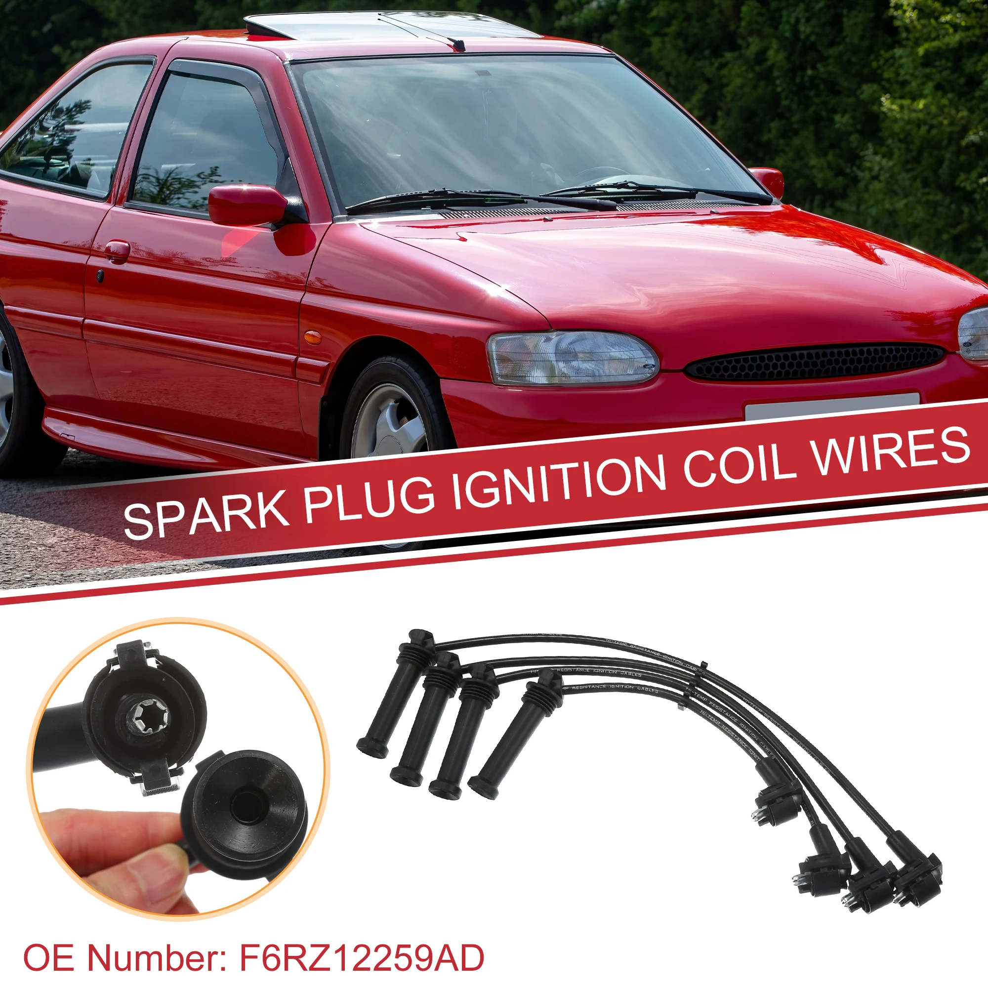 

UXCELL 4pcs Spark Plug Wire Ignition Coil Cable No.F6RZ12259AD for Mercury Mystique